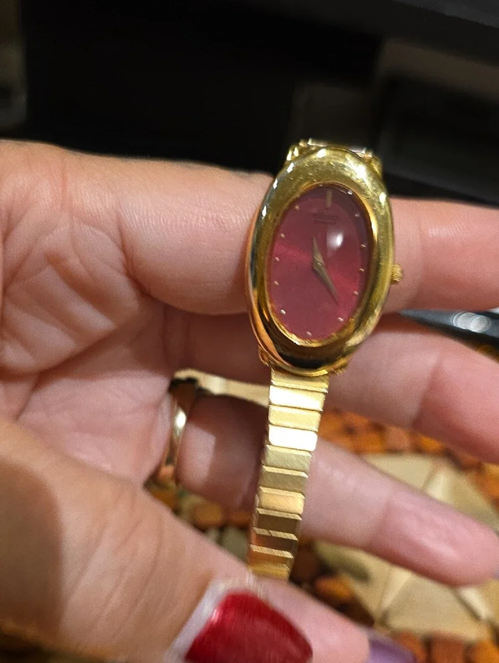 Seiko Women's Gold Tone Watch with Pink Dial